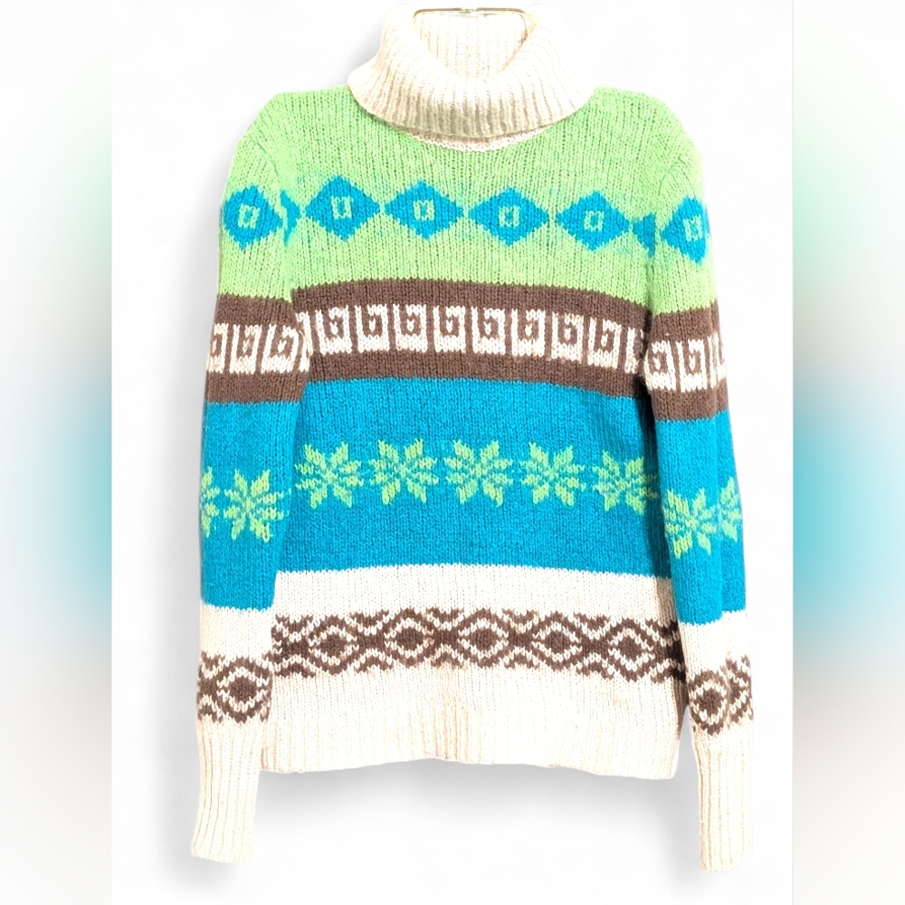 🌲 Vintage Old Navy Fair Isle Turtleneck Sweater (L)Y2K  🧶